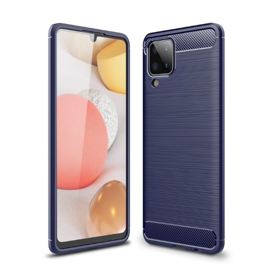 Samsung Galaxy A12 - ovitek soft gel TPU Carbon fiber tekstura (moder)