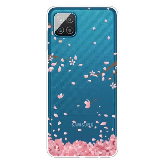 Samsung Galaxy A12 - ovitek soft gel TPU s cvetovi češnje (prosojen)