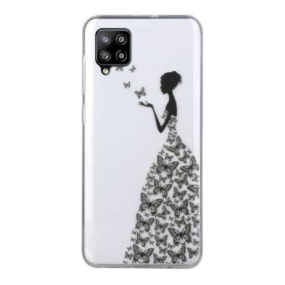 Samsung Galaxy A12 - ovitek soft gel TPU z deklico z metulji (prosojen)