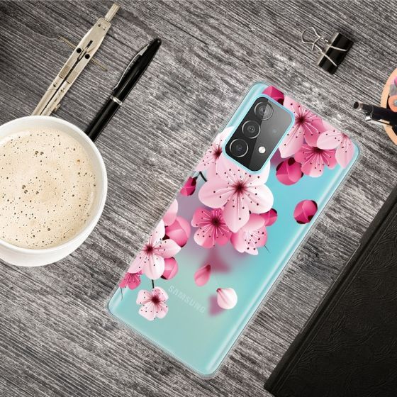 Samsung Galaxy A72 4G / A72 5G - ovitek soft gel TPU s cvetovi češnje (prosojen)