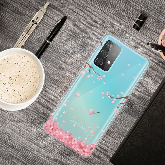 Samsung Galaxy A72 4G / A72 5G - ovitek soft gel TPU s cvetovi češnje (prosojen)