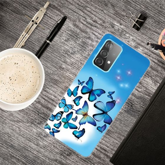 Samsung Galaxy A72 4G / A72 5G - ovitek soft gel TPU z metulji (modro bel)
